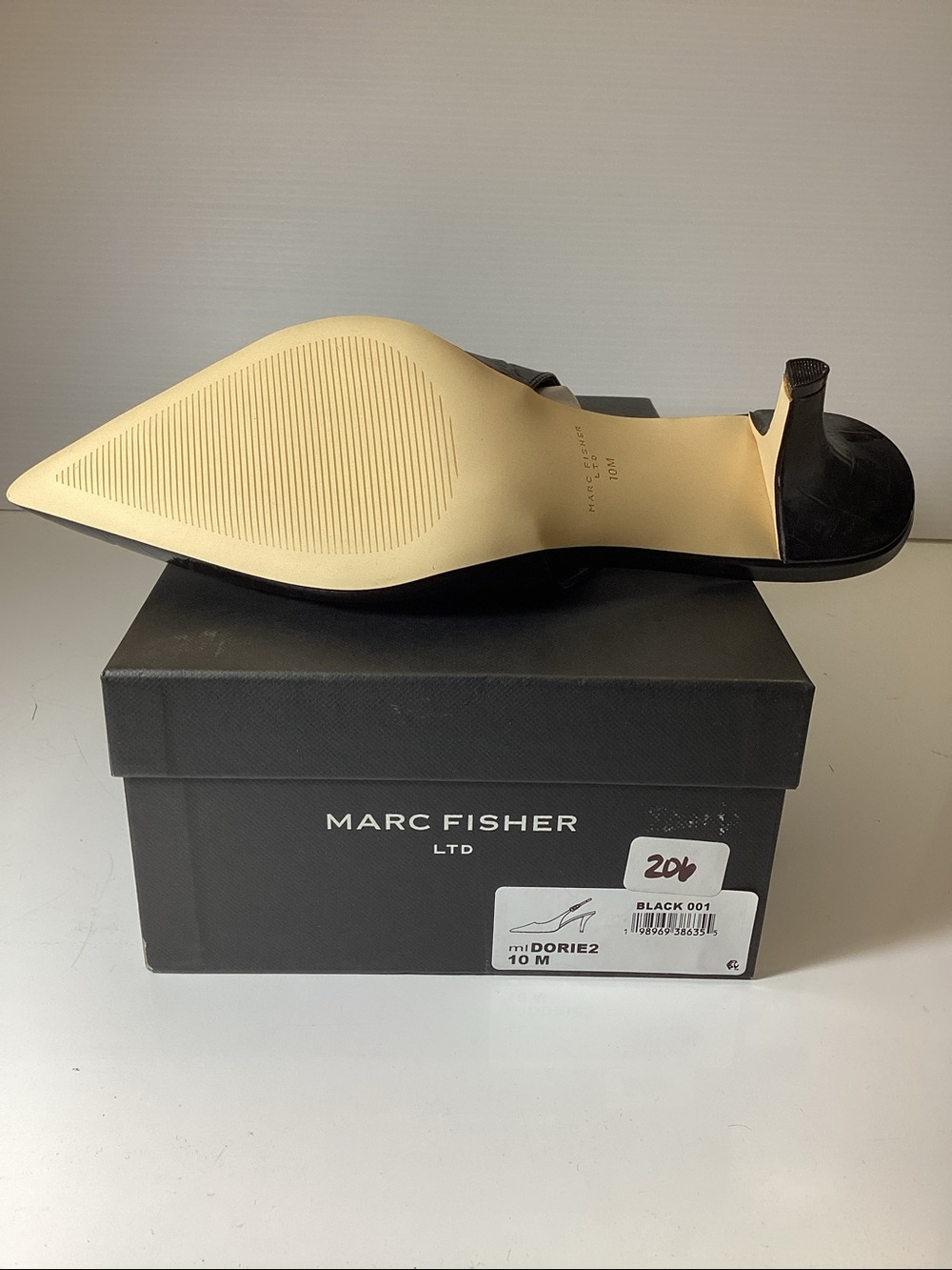 Marc Fisher LTD Dorie2 slingback pumps in a black crocodile-embossed leather - Picture 8 of 8